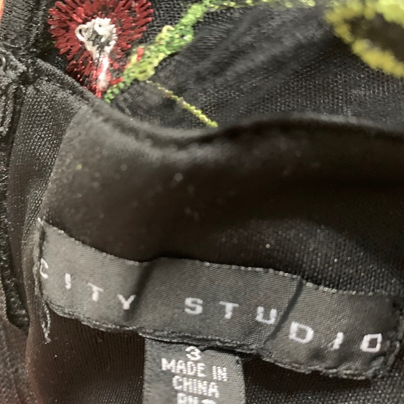 City Studio Black Floral Embroidered Mini Dress - Picture 4 of 7